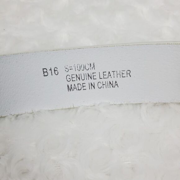 Roller Disco Leather Belt White Size Small - Picture 3 of 8